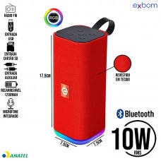 Caixa de Som Bluetooth RGB CS-M33BTL Exbom - Vermelha